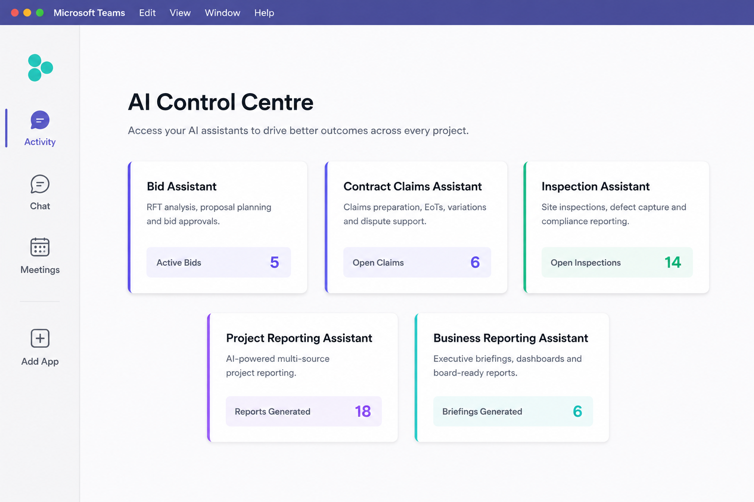 Karli AI Control Centre inside Microsoft Teams